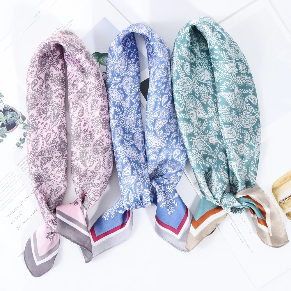 Роскошные модные женские шарфы 70x70 см шелковый шарф для волос аксессуары фуляр