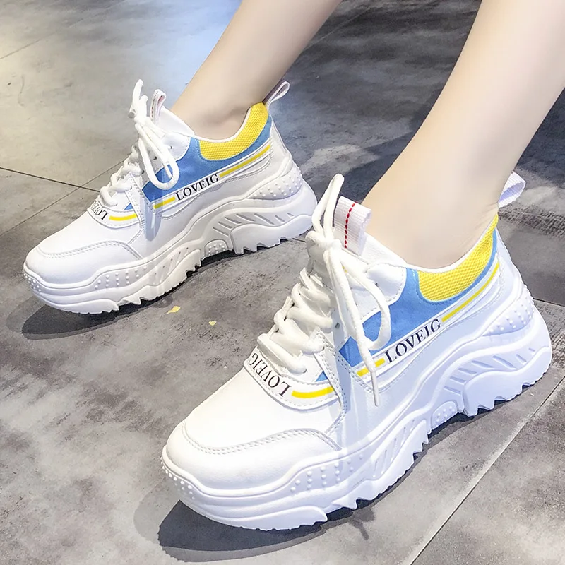 

Women Sneakers Vulcanized Shoes Breathable White Sport Shoe Female Footwear Lace Up Platform Shoes High Top Sneaker Woman