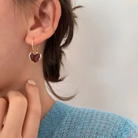 red heart earrings girl gift ladies jewelry pendant charm love metal stud earrings hoop cowrie shell woman 2022 korean