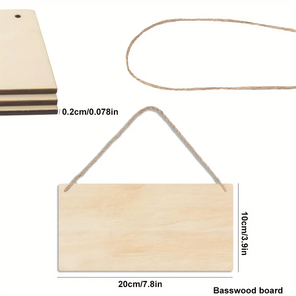 20/10 шт. 3 94x7 87 дюйма пустая прямоугольная подвесная вывеска из липы сделай сам