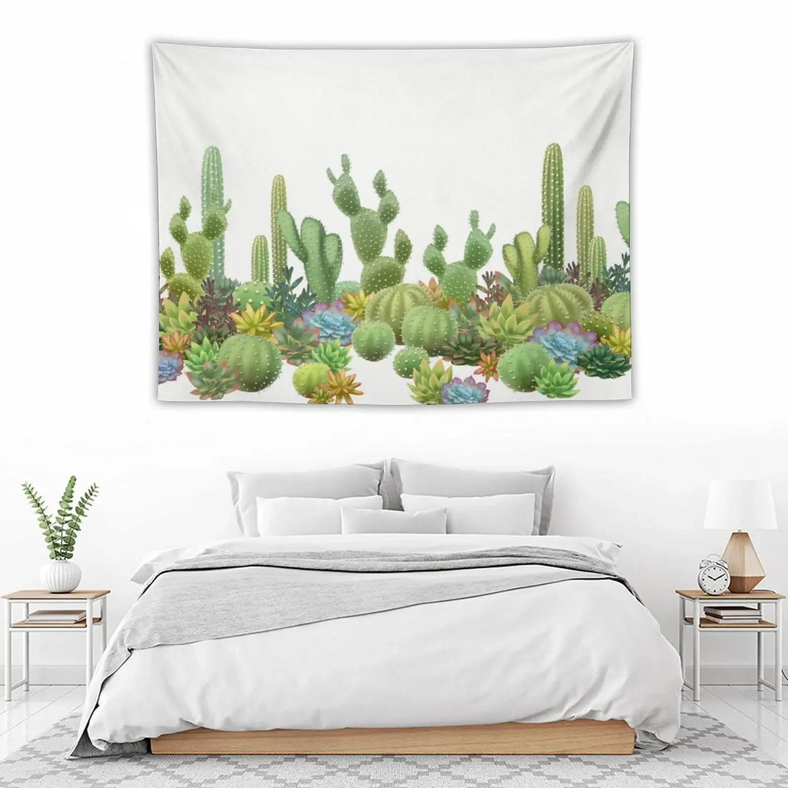 Milagritos радужные кактусы на белых фотообоях домашний декор для комнаты гобелен