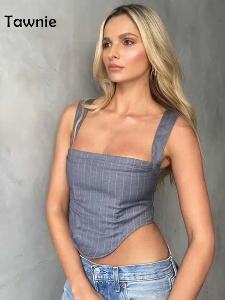 

Tawnie 2022 Summer Y2K Crop Tops Women Sleeveless Elegant Tank Top Basic Cami Off Shoulder Casual Sexy Vintage Vest Streetwear