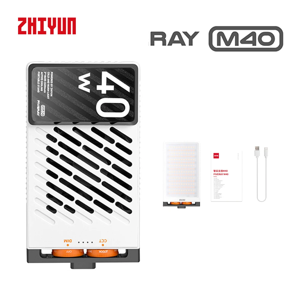 

Светодиодная лампа ZHIYUN FIVERAY M40, ручсветильник Карманный светильник для фото и видео, заполнясветильник свет для Tiktok/YouTube, освещение для фотосъемки
