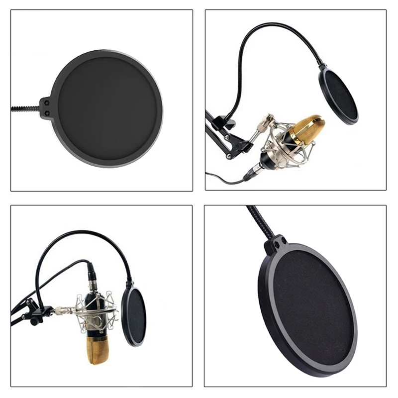 

Double Layer Studio Microphone Flexible Wind Screen Sound Filter For Broadcast Karaoke Youtube Podcast Recording Accessories
