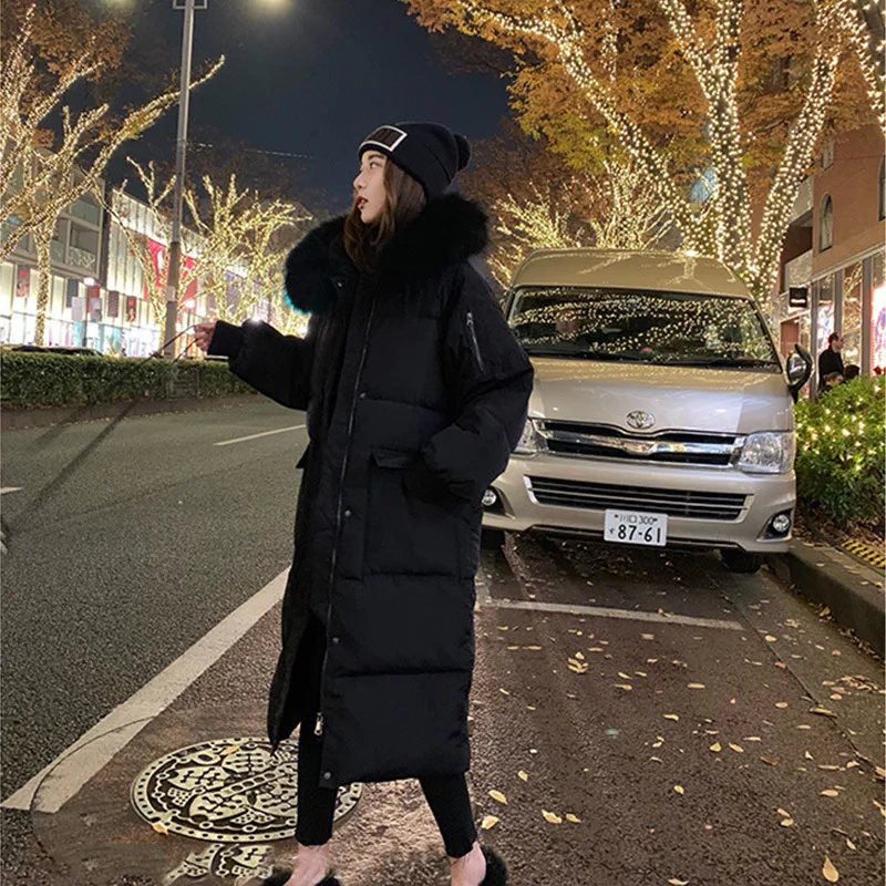 2022 new winter women's thickened long coat casual loose furry hooded solid thick warm snow coat lengthened fashion trend coat