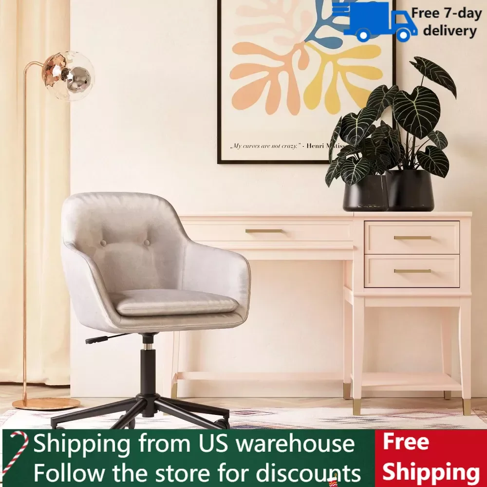 

Pc Room Chair Adjustable Height and Swivel Motion Computer Armchair Blue Linen Her Majesty Office Chair With Casters Desk Gamer