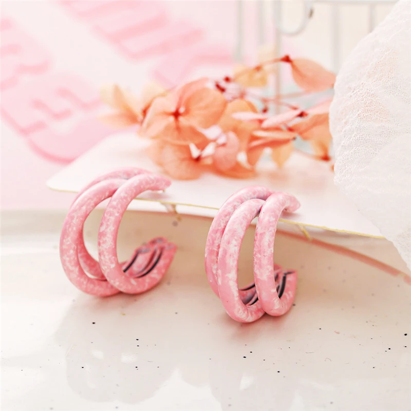 

Simple Personality Color Alloy Big Hoop Earrings Jewelry Accessories 2021