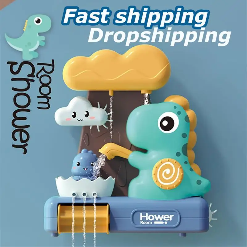 

Bathroom Kids Shower Bath Toys Cute Dinosaur Waterwheel Dinosaur Toys Baby Faucet Bathing Water Spray Tool Swimmer Dabbling Toy