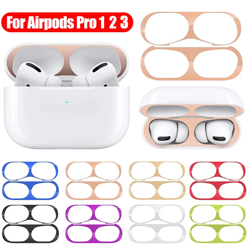 Metal Dust Guard Sticker for Apple AirPods Pro 1 2 3 Case Dust-proof Protective Sticker Anti-scratch Earbuds Film for Airpods 3
