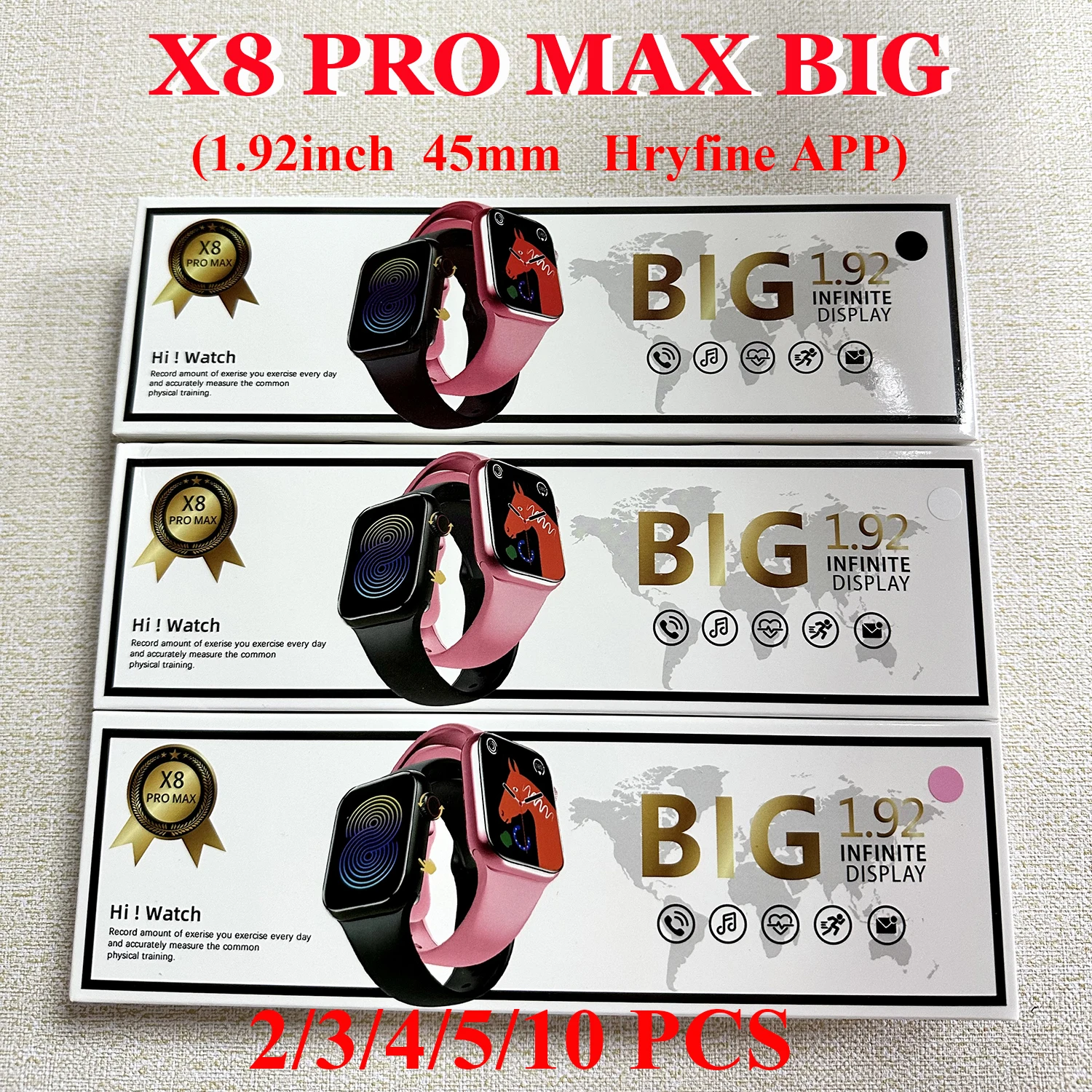 

2/3/4/5/10PCS X8 Pro Max BIG Smart Watch 1.92 inch 45mm IWO Series 8 Dialing Sports Sleep Monitoring Smartwatch for Men Women