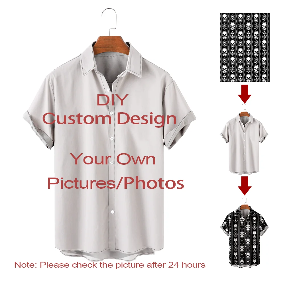 Casual Festive Collection Halloween Skull, Cat & Spider Pumpkin Print Men's Lapel Short Sleeve Hawaiian Shirt