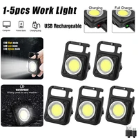 2345pcs mini cob working light portable pocket flashlight usb rechargeable torch keychain pendant light for camping outside