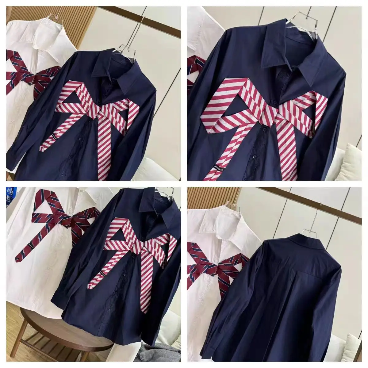 Женская хлопковая блузка с длинным рукавом