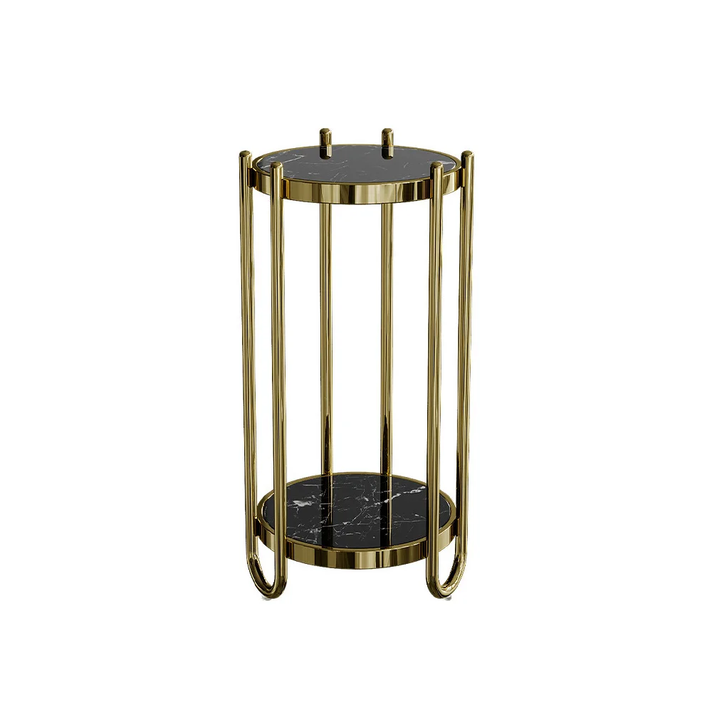 

Stainless Steel Table Marble Shelf Indoor A Living Room Minimalist And Modern Circular Floor Standing Furniture