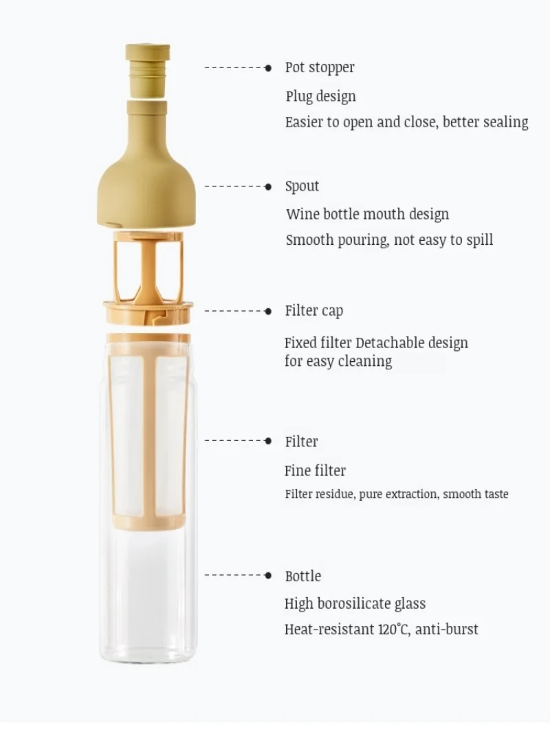 Большой Стеклянный Графин для холодного приготовления легко чистить съемный