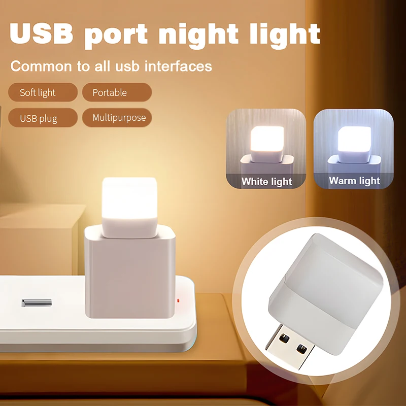 

Night Light Mini LED Night Light USB Plug Lamp Power Bank Charging USB Book Lights Small Round Reading Eye Protection Lamps