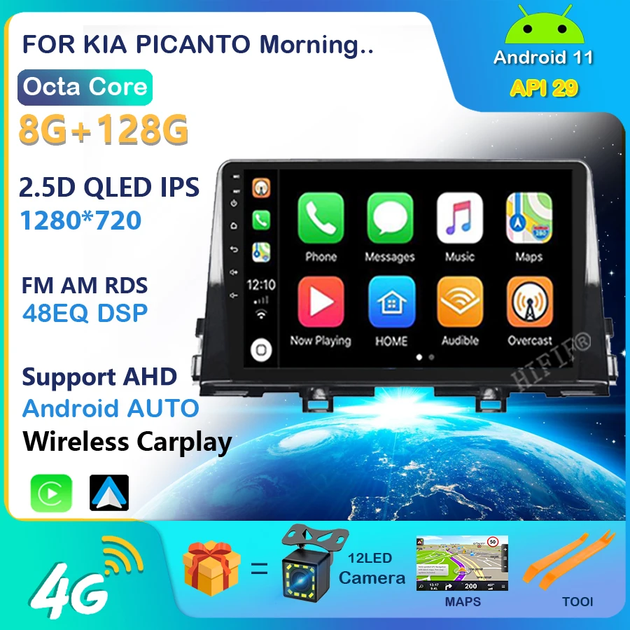 6 + 128G CARPLAY 9 'ɺndroid 11 для KIA PICANTO Morning 2016 2017 2018 2019 мультимедийный стерео