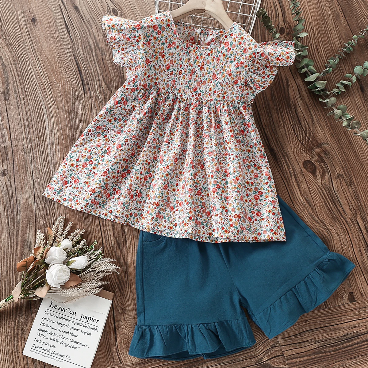 

Kids Shorts Sets Baby Girls Outfits Suits Short Sleeve Shirt & Shorts 2pcs Summer Teenagers Children Costumes 4 6 8 10 12 Years