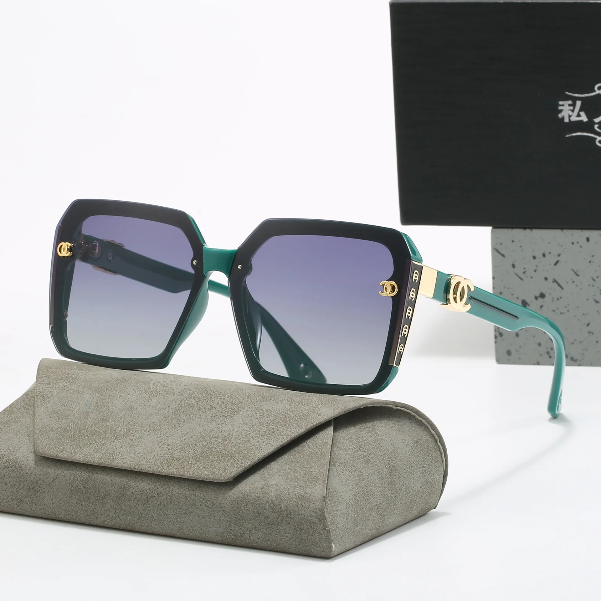 2024 модные квадратные поляризационные солнцезащитные очки в большой оправе