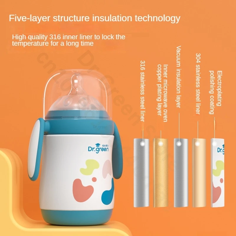 Dr.Green Многоцелевая изолированная бутылочка для молока новорожденных 240 мл/300 мл