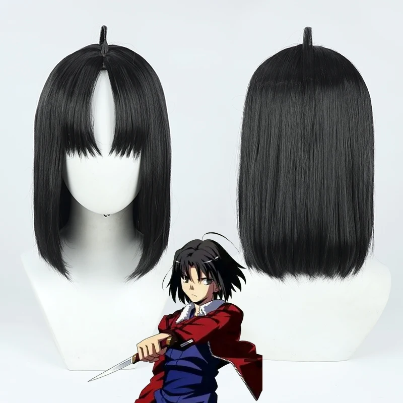 Kara No Kyoukai FGO Ryougi Shiki Косплей Парик 32 см Короткие Черные Термостойкие Синтетические
