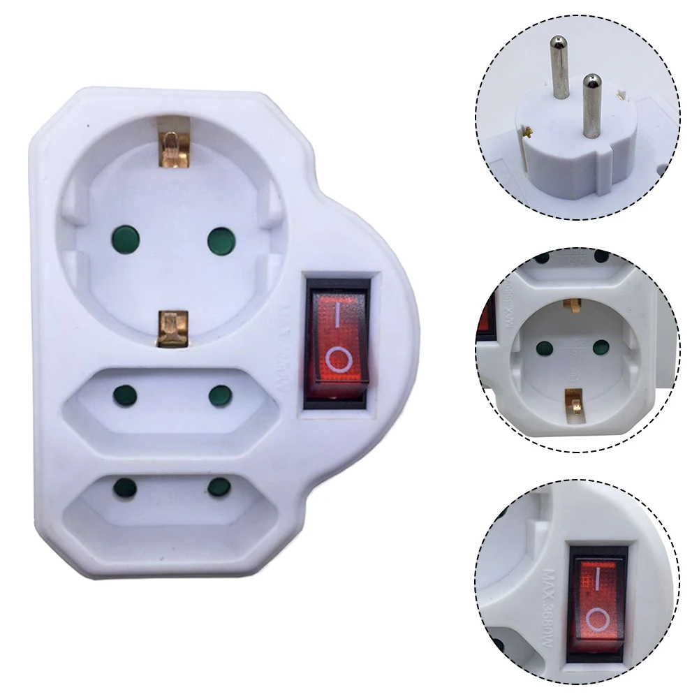 

3 Way Socket Adapter Accessories Conversion Plug Flame Retardant PP For 16A/250V/3680W Power Converter Brand New