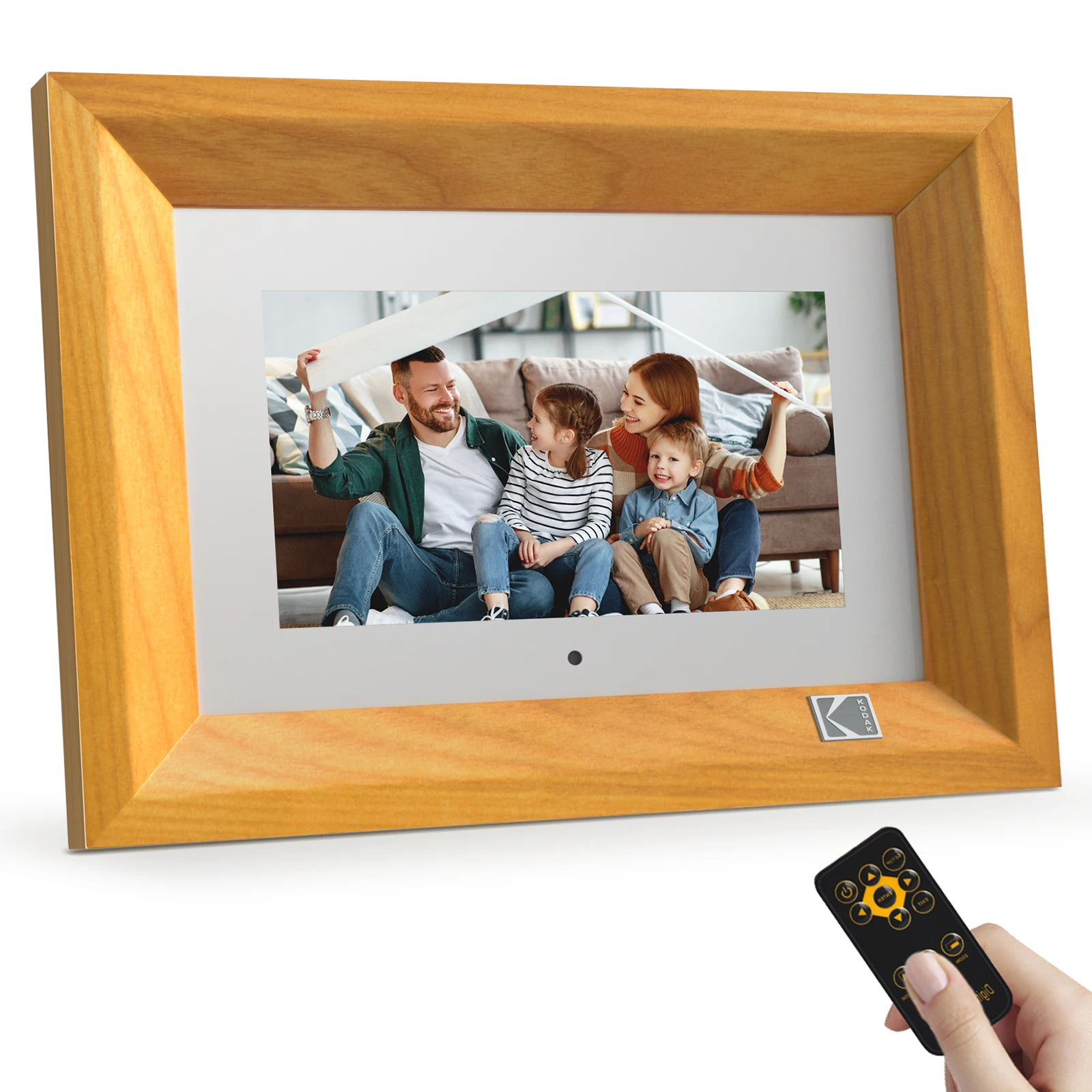 Kodak 7 Inch Wooden Digital Picture Frame with Remote Desktop,1024*600 HD Display IPS Screen with 4GB Memory Electronic Album