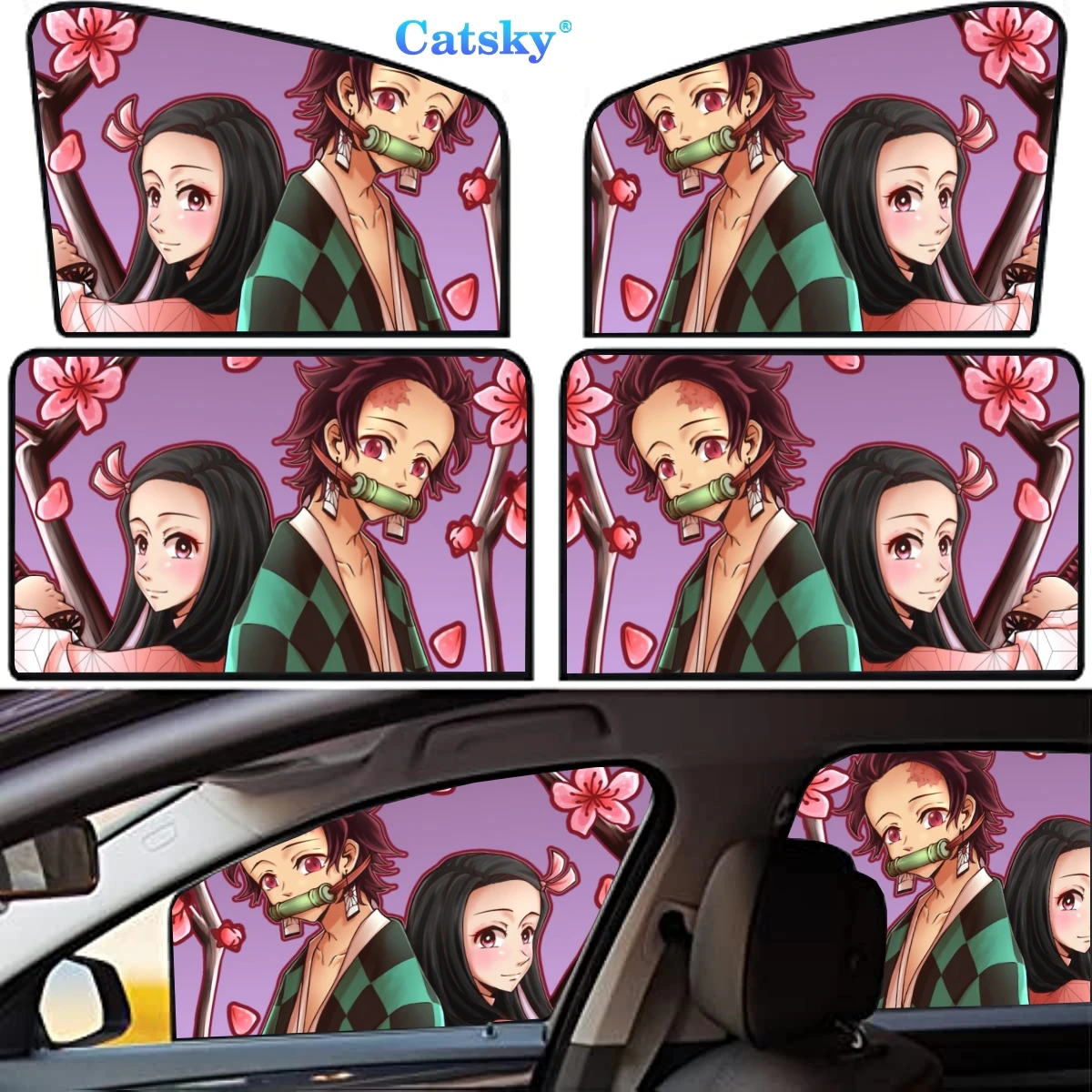 

Demon Slayer Kyojuro Rengoku 4 Pieces Privacy Car Window Sun Shades Magnetic Blackout Car Window Covers Car Curtains