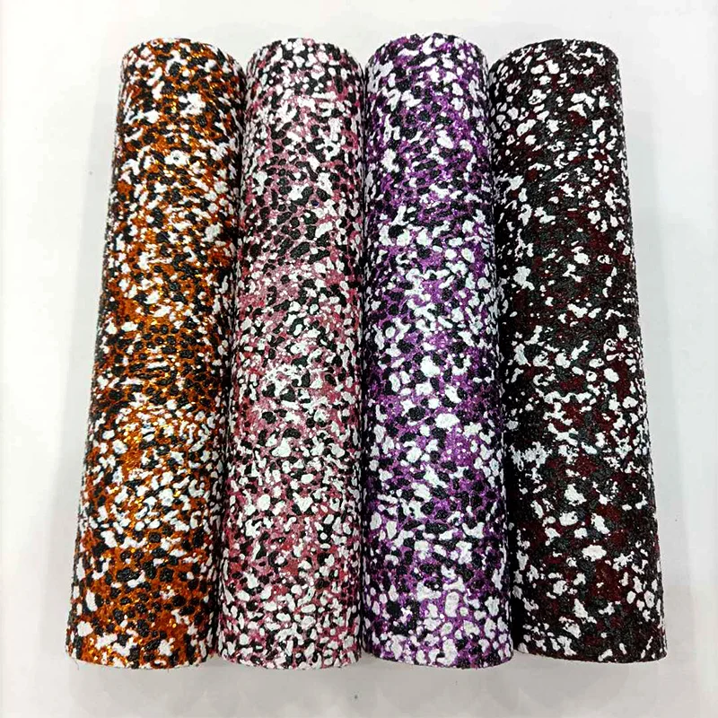 

XHT Multicolored Shiny Chunky Glitter Faux Printed Leather Fabric Sheet for Shoe Upholstery/Bag/Craft