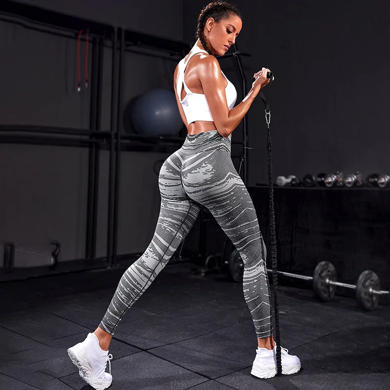 Seamless Yoga Pants Women High Waist Color Stripe Hip Lift Running Tights Stretch Workout Gym Leggings Sport Women Fitness