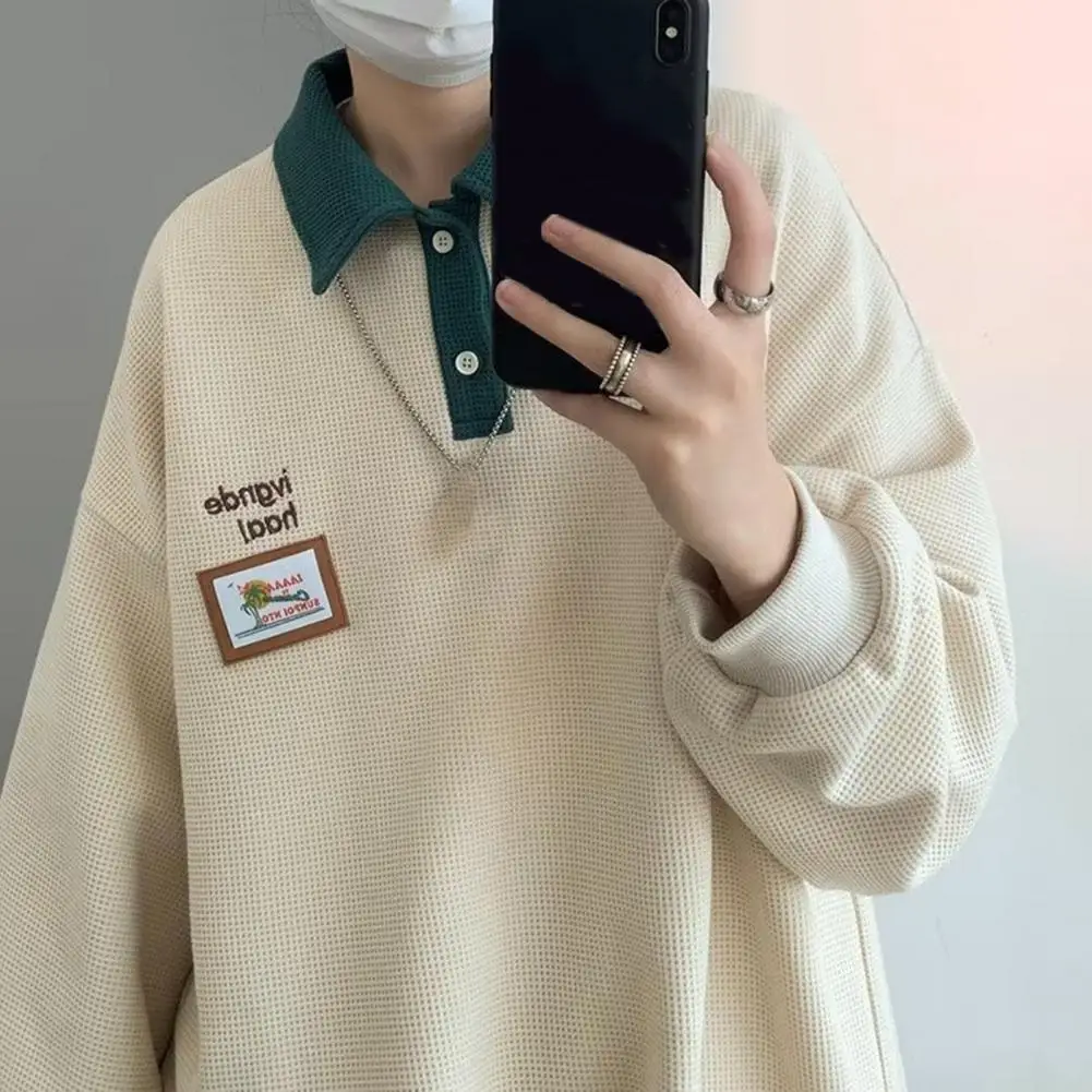 Свитшот мужской демисезонный пуловер с лацканами воротником на пуговицах