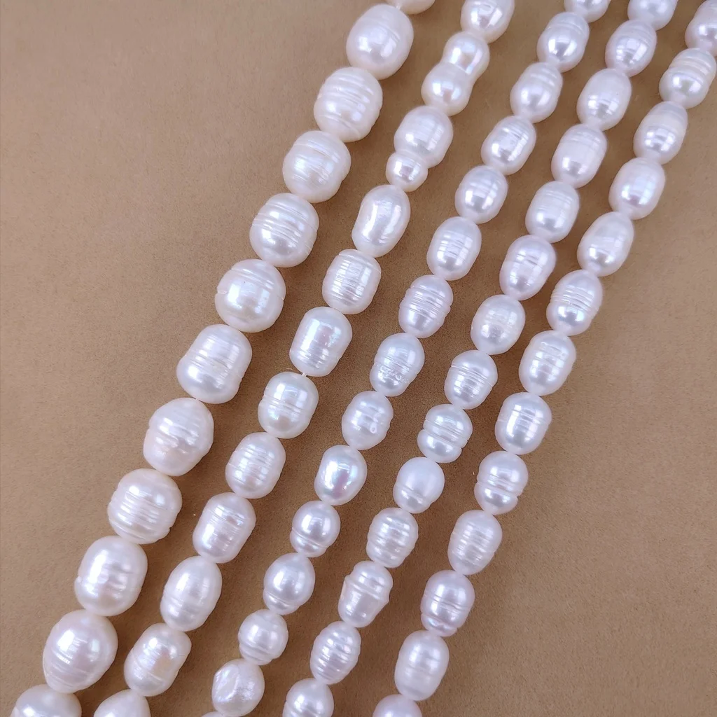 8-11 мм натуральная белая пресноводная груша в форме риса нитка для изготовления