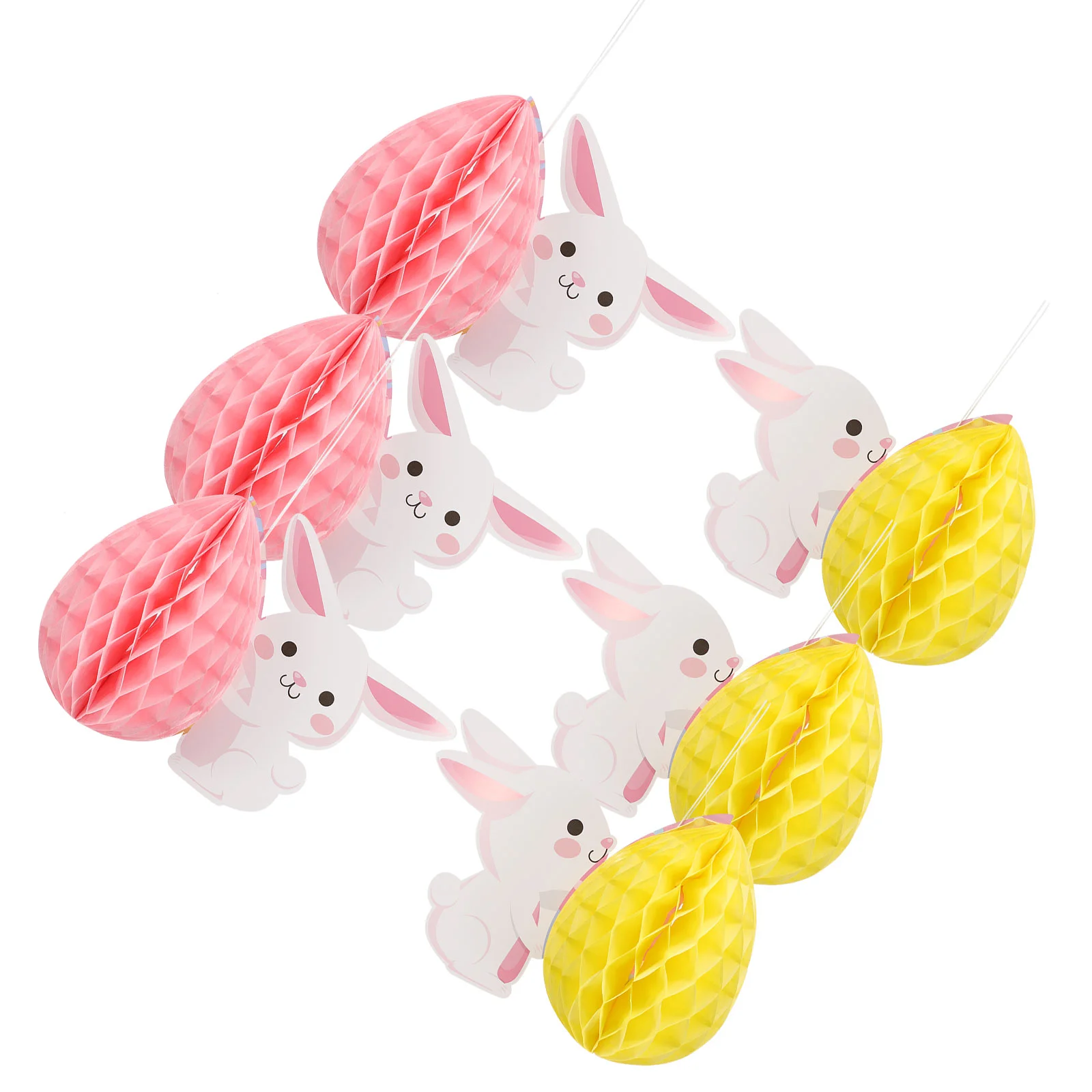 

Easter Honeycombparty Hanging Decorations Paper Ornament Bunny Decoration Decortissue Flower Ceiling Egg Supplies Favor Pom Poms