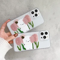 tulip bear soft cute suitable for apple 12 pro max mobile iphone shell 13 pro transparent anti fall 11 female models xs cases