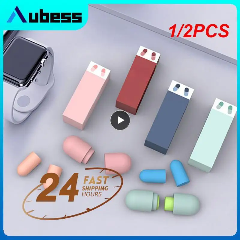 

1/2PCS Soundproof Mute Sleeping Soft Slow Ear Plugs Anti-noise Rebound