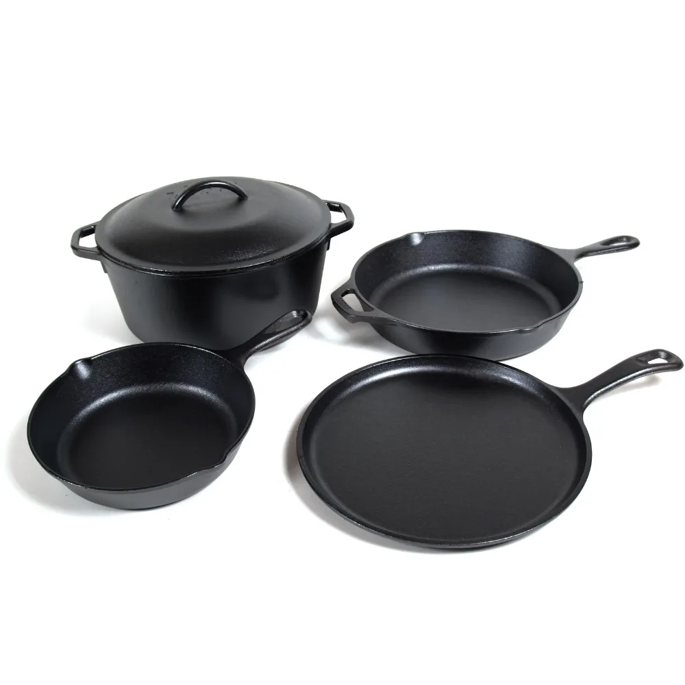 

Lodge Cast Iron Seasoned 5-Piece Set with Skillet, Griddle & Dutch Oven