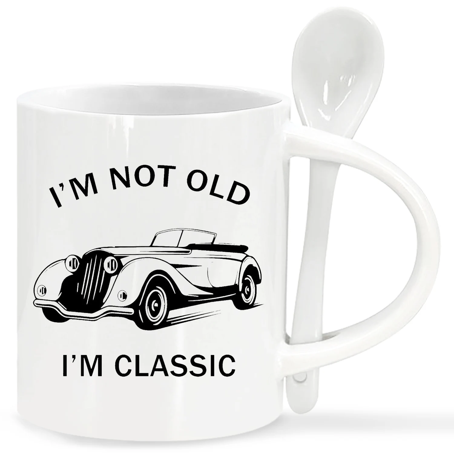 Подарок на пенсию для мужчин дедушка папа 11 унций белая кофейная кружка с ложкой