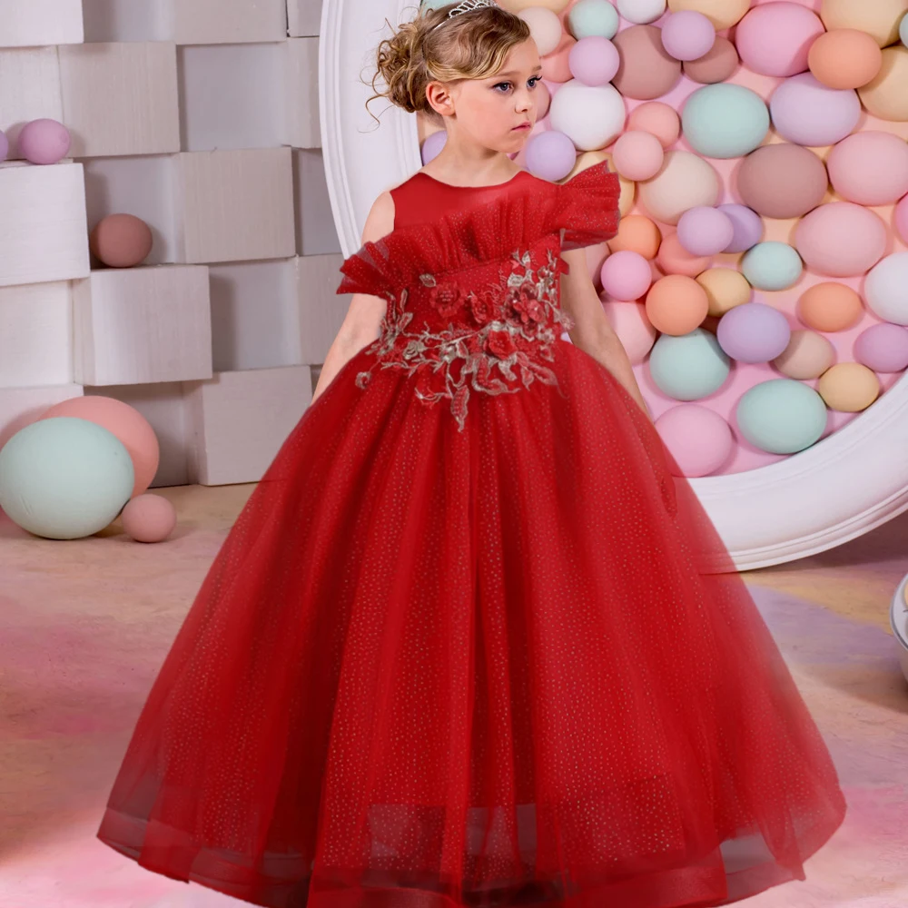 

Вечерние платья для девочек-подростков, наряд для свадебной вечеринки, выпускного вечера, детское платье для подружки невесты с цветами, де...