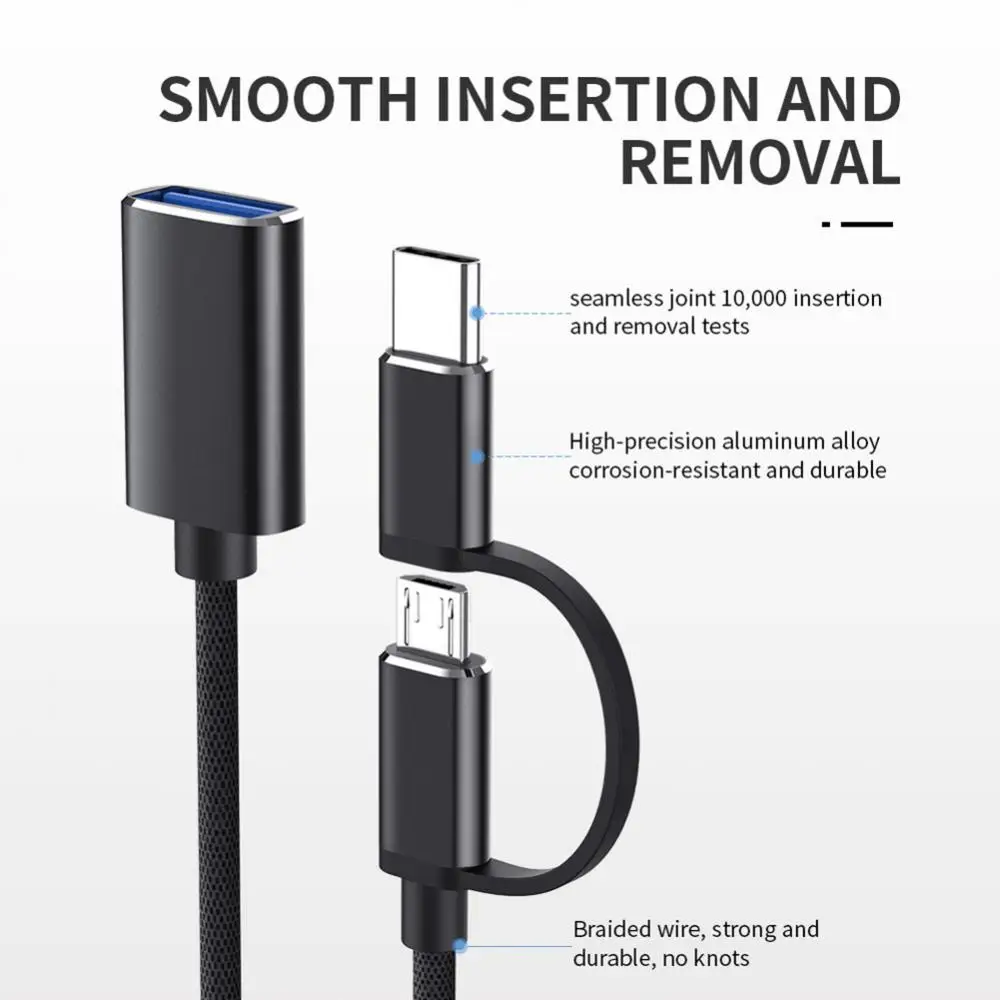 

2 In 1 Charging Cable Portable Charging Connector Usb C Hub Usb 3.0 Otg Adapter Cable Data Transfer Portable Phone Accessories