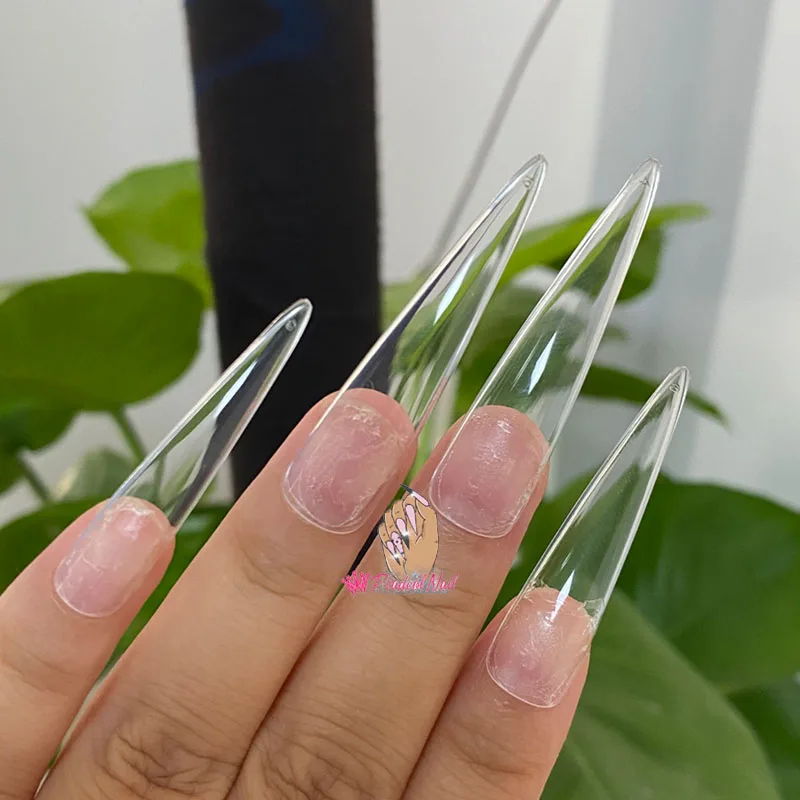 3XL сверхдлинные тонкие акриловые накладные ногти прозрачные искусственные