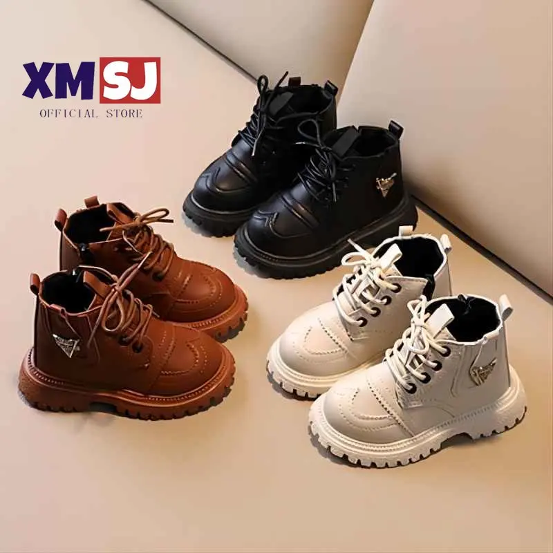 2023 Autumn Winter Girls New Ankle Boots Boys Baby Fashion Single Boots Double Buckle Children Princess Boots Fashion Boots