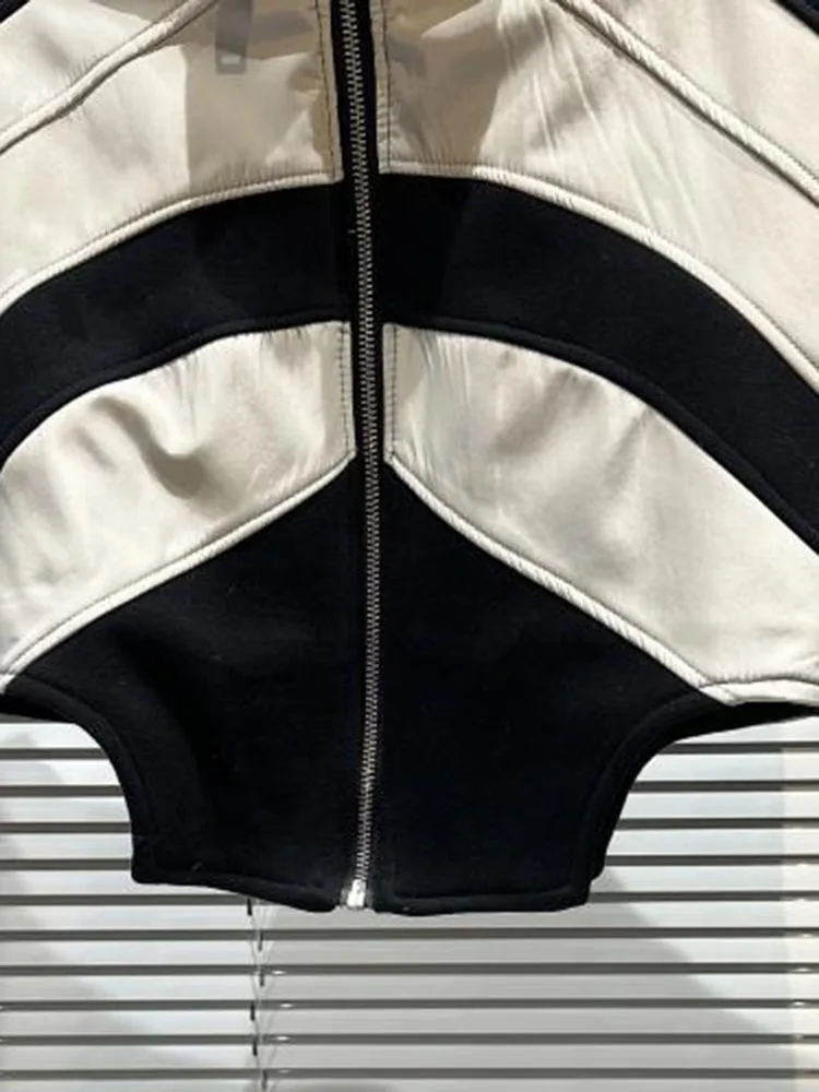 Женская свободная куртка-водолазка DEAT тонкая куртка контрастных цветов с