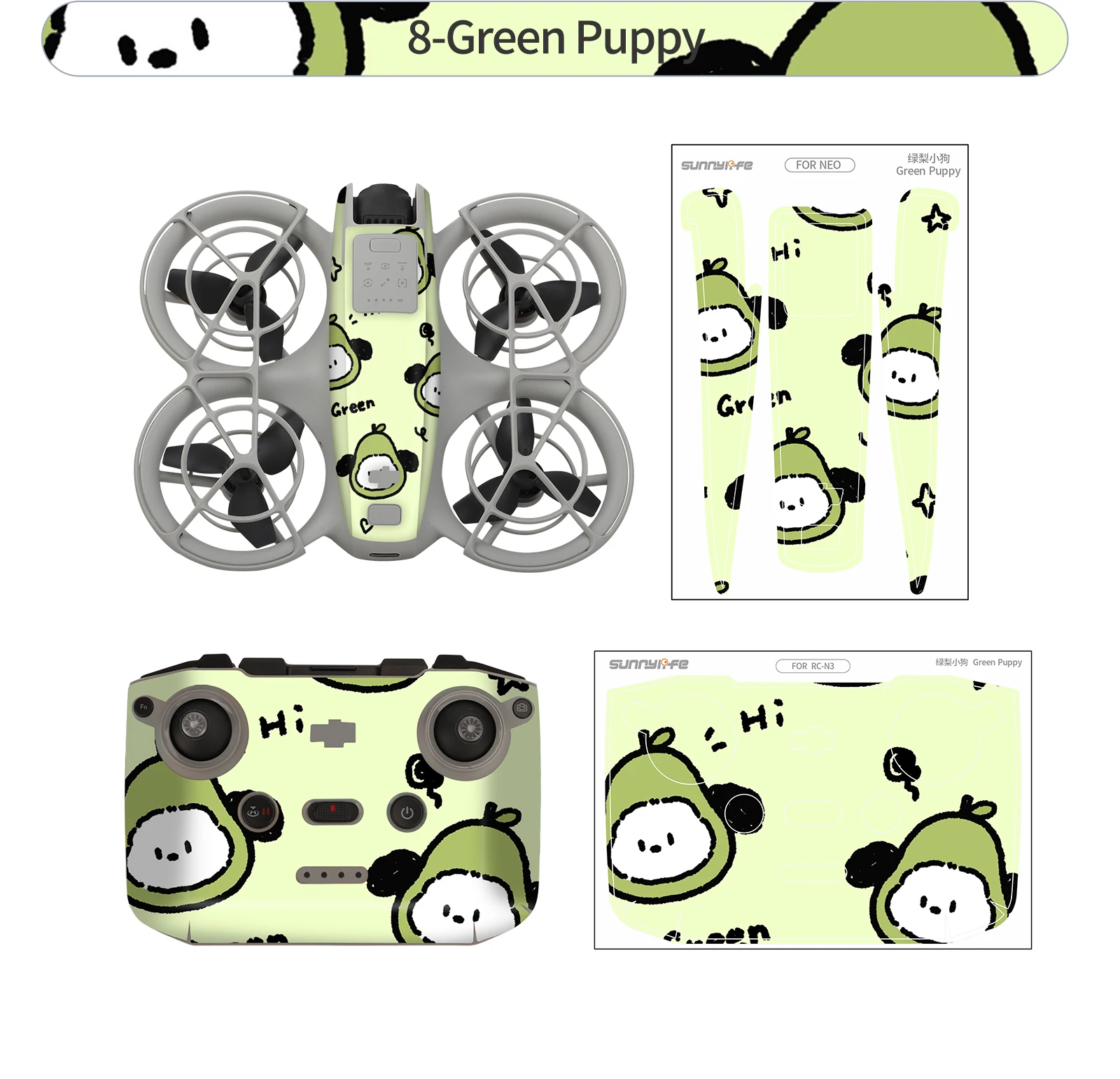 Sunnylife Suitable For DJI Sticker Set PVC Drone Remote Control Colorful NEO Anti-scratch Protective Film Accessories