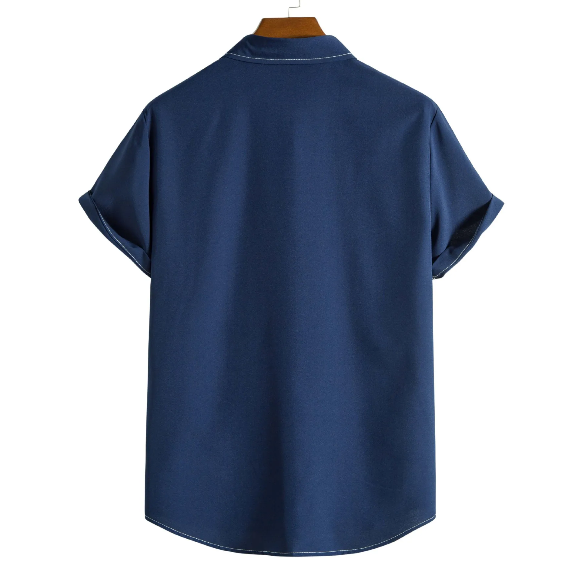 New Men Short Sleeve Shirts Casual Solid Color Turn-down Collar Buttons Tops Men's High Quality Cotton Summer Blouse