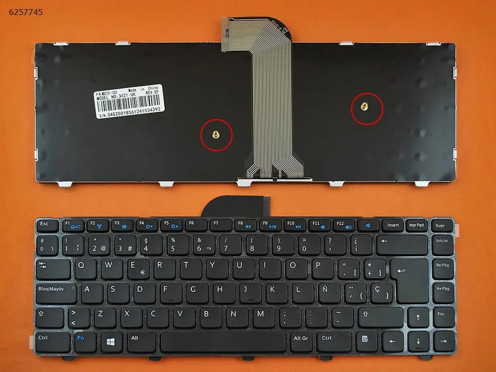 

SP Laptop Keyboard for DELL Inspiron 14 3421 14R 5421 Vostro 2421 14 3437 14r 5437 Latitude 3440 GLOSSY FRAME BLACK