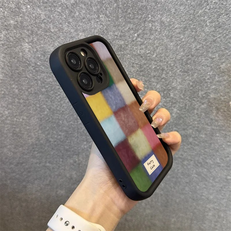 Фото Милый чехол для телефона в клетку с цветными блоками Dopamine для Xiaomi Redmi Note 14 13 12 Pro Plus 5G 12S 11S 11 Redmi 13C 14C Soft Cover №3