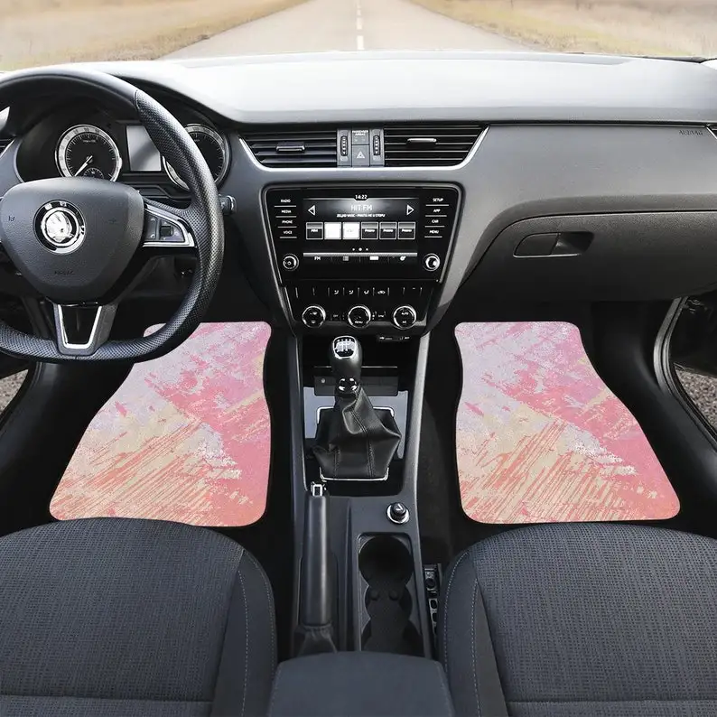 

Pink Peach Abstract Art Car Floor Mats Set, Front and Back Floor Mats for Car, Car Accessories