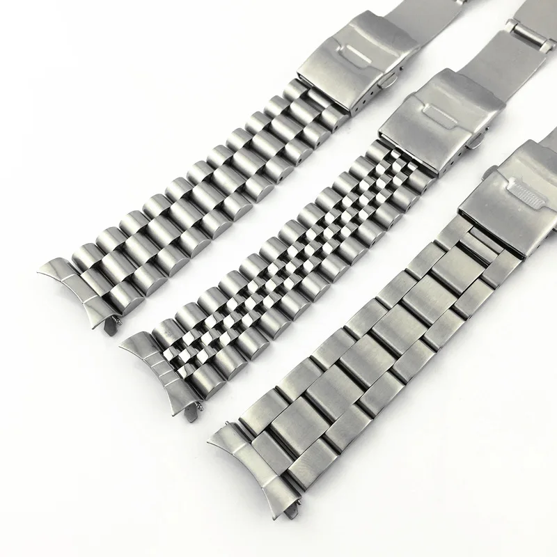 for Seiko With Logo High-end Metal Stainless Steel Folding Clasp 20mm 22mm SKX007 Curved end Watch Bracelet for Men Women enlarge