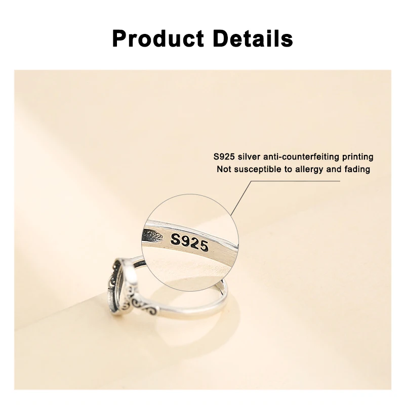 8x10mm S925 Sterling Silver Retro Elliptic Shape Blank Base Adjustable Ring Inlaid With Agate DIY Jewelry Making Accessories