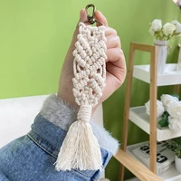 boho macrame keychains for women hand woven bag charms with tassels handcrafted accessory for car key purse decor jewelry gift